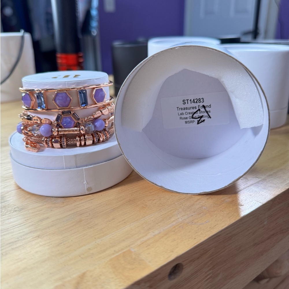 Rose Gold and Purple Bracelet Set